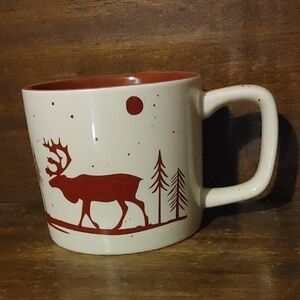 Cream and Red Deer Mug